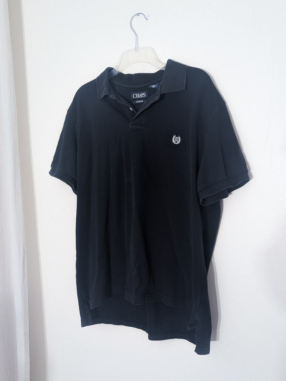 Chaps Black Polo Shirt Large Short Sleeve Stretch Classic Preppy Casual